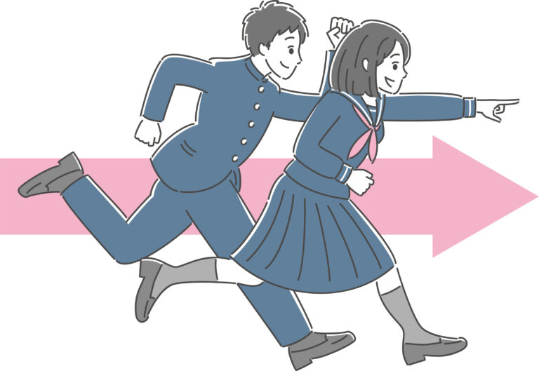 前へ走り出す生徒のイラスト