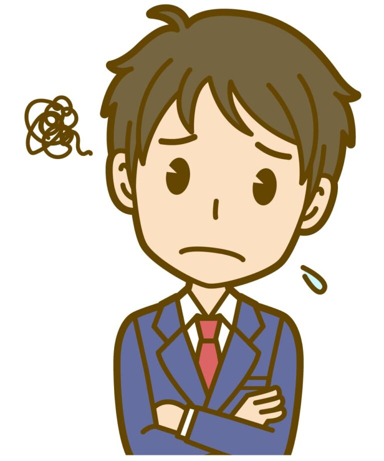 困っている男子生徒のイラスト
