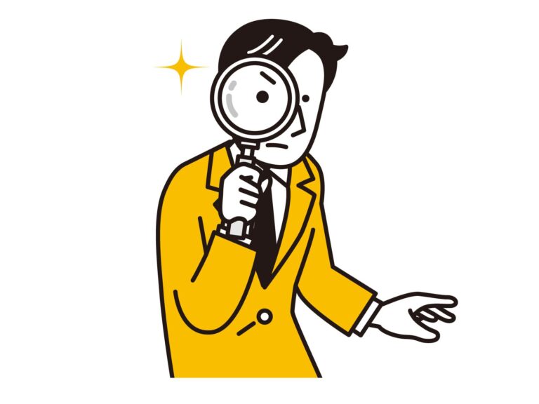 虫眼鏡で調べる人のイラスト