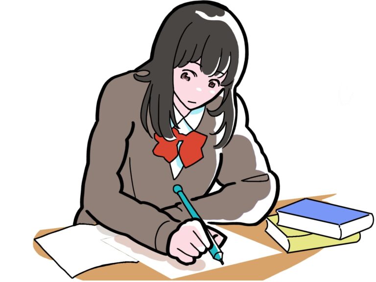 勉強する中学生のイラスト