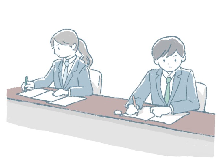 試験を受ける人のイラスト