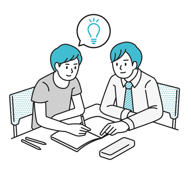 ひらめいた2人の生徒のイラスト
