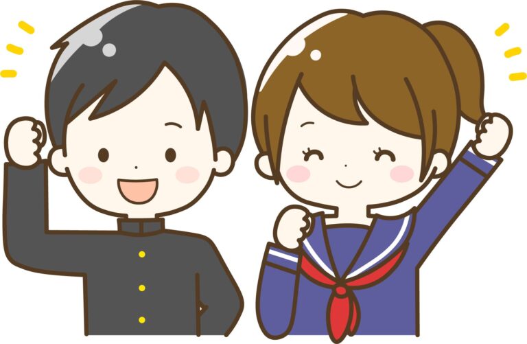 笑顔の中学生のイラスト