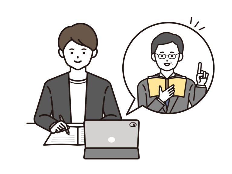 相談する2人のイラスト