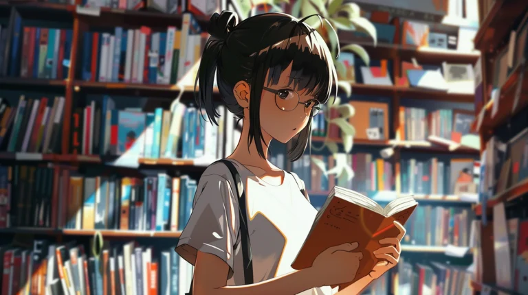 図書館で勉強する生徒のイラスト