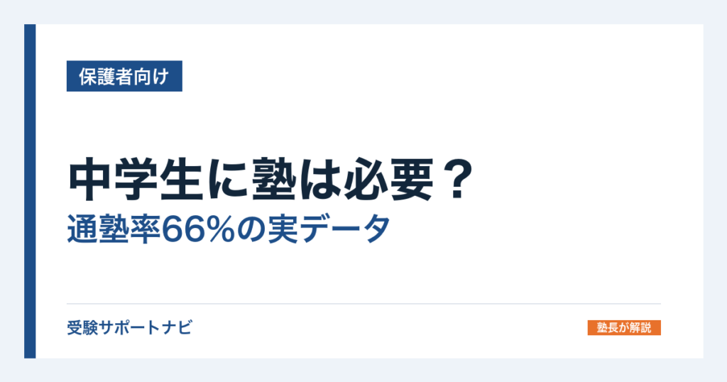 中学生に塾は必要？通塾率66%の実データと、行かせるべき子の3条件