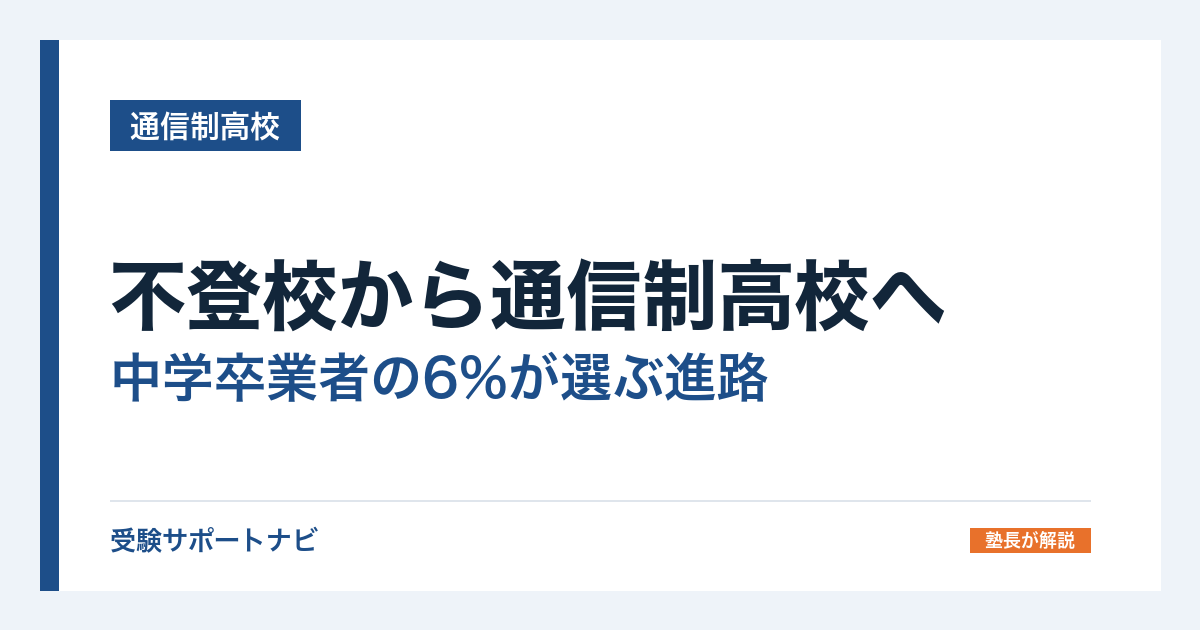 不登校から通信制高校へ|中学卒業者の6%が選ぶ進路と入試・選び方