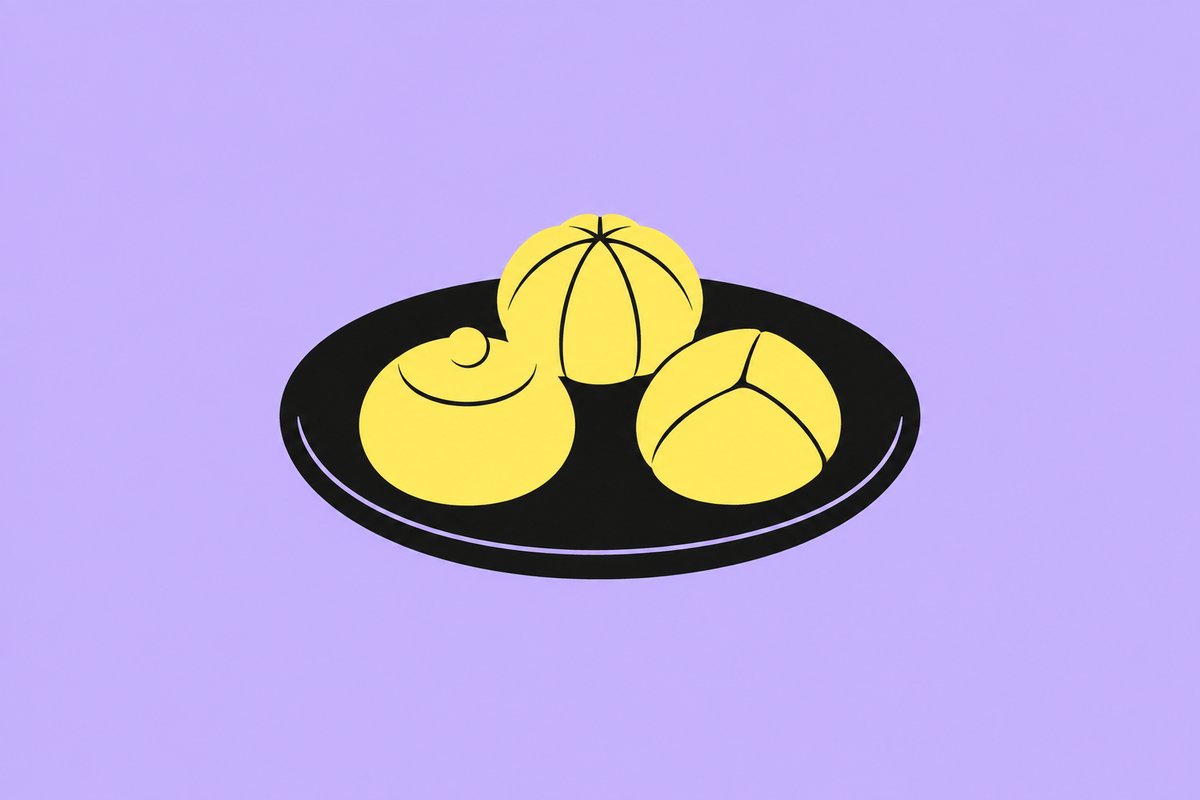 小皿に並んだ和菓子のイラスト。昔ながらのお菓子屋が出てくる長文のイメージ