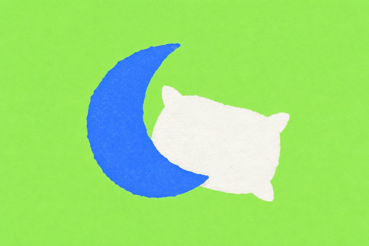 三日月と枕のイラスト。睡眠と学習の関係を扱う長文のイメージ