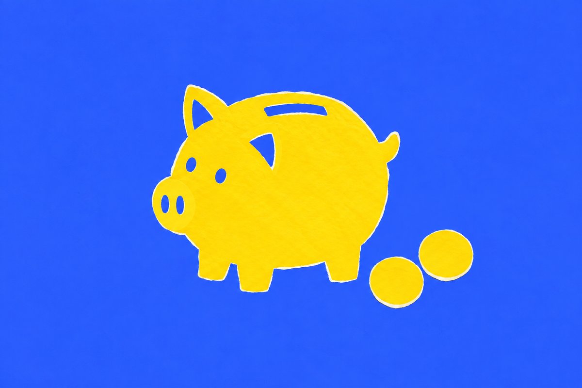 ブタの貯金箱とコインのイラスト。塾代を無駄にしない節約のイメージ