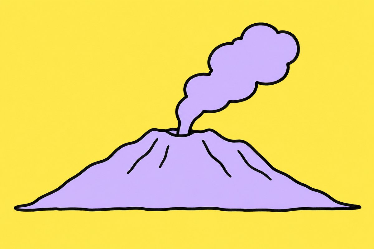 鹿児島の通信制のスクーリングの節のイメージ。煙を上げる火山のイラスト
