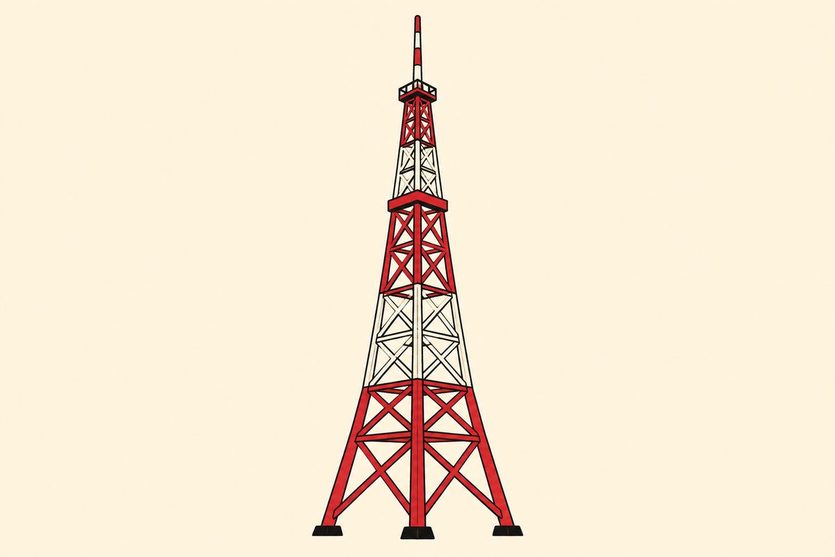 東京の公立の通信制高校を紹介する節のイメージ。赤と白の鉄骨の電波塔のイラスト