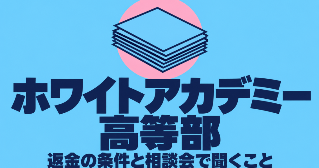 ホワイトアカデミー高等部の料金｜公式に額がない理由と返金・退会の条件
